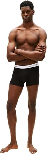Calzoncillos bóxer Pack de 7 Hombre Trunks con Logotipo en la Cintura, Negro (Wht/Wht/Wht/Blk/Blk/Des/Des), L