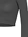 LE3NO Womens Fitted Long Sleeve Crop Top with Stretch, L3NWT1073_CHARCOAL, Large