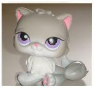 Hasbro Littlest Pet Shop Kitten Persian Cat # 251 (Light Gray with Pink Highlights and Purple Eyes) - LPS Loose Figures - Replacement Pets - LPS Collector Toy (Out of Package/OOP)