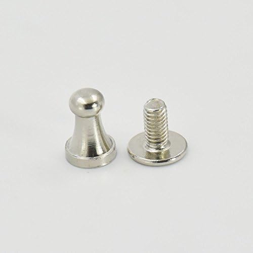 50 Sets 4mm 0.15 Brass Head Button Stud Screwback spot For Screw Chicago nail Nickle by Head Button Stud Screwback Chicago nail