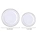 supernal 102pcs Silver Plastic Plates Heavy Duty, White and Silver Fancy Plastic Plates Include 51 Disposable Dinner and 51 Dessert Dishes for Wedding,Party,Birthday