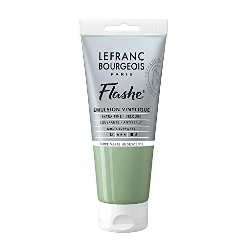 Lefranc Bourgeois Flashe, Extra-Fine Acrylic Vinyl Emulsion, Artists Quality, Green Earth Iridescent, 80ml Tube