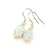 Natural Stone Wire Wrap Dangle Drop Earrings Gold Plated 925 Sterling Silver Hook/Aquamarine Oval