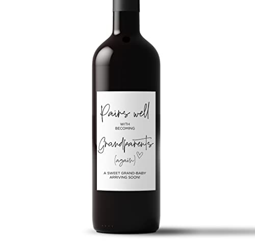 Pregnancy Reveal Wine Label for Parents Mom and Dad, Grandparents Again Announcements Gifts, Wine Bottle Stickers, Having a Baby Cards, Promoted to Grandparents, Im Pregnant