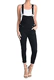 American Bazi Women's Solid Color Skinny Overalls