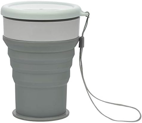 NIL KANTH - Portable Silicone Collapsible Travel Coffee Cup -350ml Grey Color Pack Silicone Folding Camping Cup with Lids - BPA Free, Reusable,Expandable, for Traveling, Hiking,Camping,and Home Drinking Water