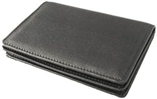 Premium Black Leather Slim Card Wallet With ID Compartment