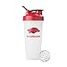 BlenderBottle Collegiate Classic 28-Ounce Shaker Bottle, University of Arkansas Razorbacks - White/Red
