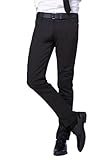 PXS Men's Casual Fashion Slim Fit Skinny Trousers Pants Black