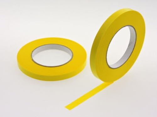 2pk 1/2" x 60 yd Yellow Flatback Masking Tape Kraft Paper Printable Writeable Marking Art Craft Pin Stripping Trim No Residue Easy Removal (12MM .5 in)