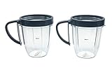 FranzKitchen 2 Nutribullet 18oz Cups with Handled Lip Rings