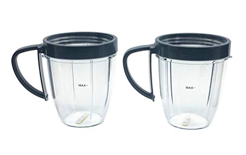 FranzKitchen 2 Nutribullet 18oz Cups with Handled Lip Rings