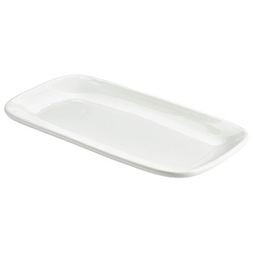 Genware NEV-184635 Royal Rectangular Rounded Edge Plate, 35 cm x 18.5 cm (Pack of 3)