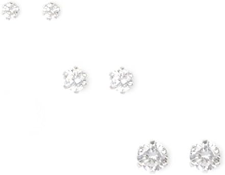 Stainess Steel CZ Stud Earrings (Size 3mm)