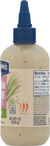 HELLMANN’S DRESSING AND DIP FOR BURGERS, SANDWICHES, AND MORE JALAPENO RANCH DRIZZLE SAUCE SQUEEZE BOTTLE 9 OZ