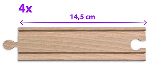 Eichhorn 100001409 - Bahn, kurze gerade Schienen 14,5 cm, 4-tlg. FSC 100% Zertifiziertes Buchenholz, mit fast allen… – Bild 4