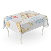 Tarolo Rectangle Tablecloth 60 x 90 Inch Watercolour Watercolor Kids Tent Moon and Stars Balloons Floral Branches Garlands Ideas for Children Room Baby Party Ballon Table Cloth