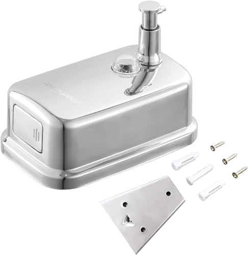 interhasa! Manual Soap Dispenser, Commercial Stainless Steel Wall Mounted Hand Soap Dispenser for Bathroom Kitchen 500ml/17oz, Sliver
