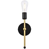 Living District Keely 1-Light Mid-Century Metal Wall Sconce in Black and Brass