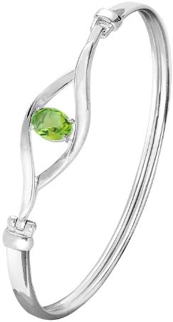 Silver Peridot Bangle