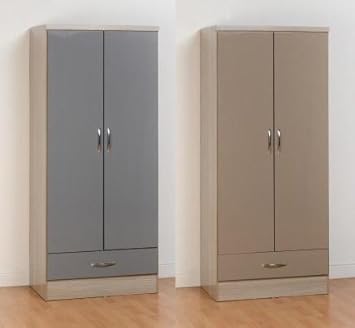 One Stop Furniture Online Nevada Gloss 2 Door 1 Draw Wardrobe