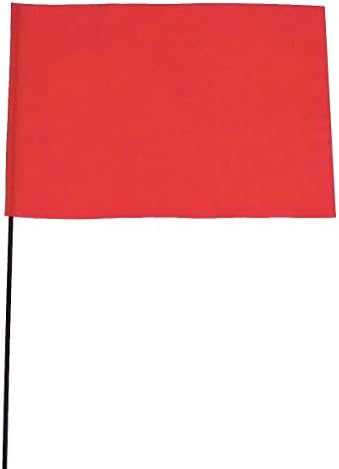 Fluorescent Orange Marking Flag, 4" Flag Height, Solid Pattern, Blank - 3JVP1 (Pack of 2)