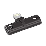 Elastos Splitter Compatible with iPhone 7,7 Plus,8, 8 Plus,X,Xs,Xr iPad, iPad Pro, Dual Ports, Adapter, Headphone Jack Audio + Charge Cable Adapter, Sync,Music Control,Charge Function, iOS 12 or Elast