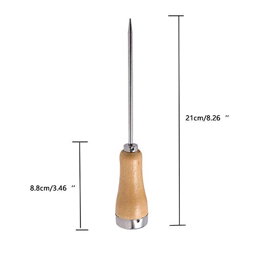 BTMB 3 Pcs Stainless Steel Ice Pick with Wooden Handle,21cm/8.26'' Long