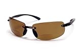 Coyote Eyewear BP-5 +1.50 Power Rimless Polarized Reader Sunglasses, Tortoise/Brown