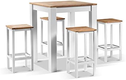 Balmoral 4 Seater Square Teak Top Aluminium Bar Setting White