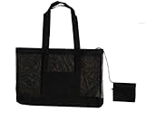 Getagadget Huge See-Thru Mesh Beach Tote Bag One Size Black