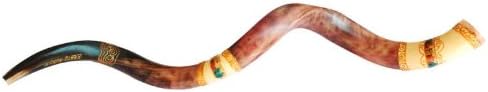 44"- 46" Jumbo Yemenite Hand Painted Kudu Horn Shofar - Colorful Jerusalem, with Free Anti Odor Spray, Made in Israel
