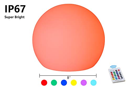 YESIE 8-Inch IP67 Cordless LED Floating Pool Ball Light, New Removable and Easy Charging LED Module,16 RGB Colors LED Hanging Ball Orb Decoration