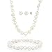 Gem Stone King Cultured Freshwater White Pearl 925 Sterling Silver Necklace Earrings Bracelet Set For Women