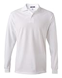 Jerzees 5.6 oz., 50/50 Long-Sleeve Jersey Polo with SpotShieldTM - WHITE - LARGE