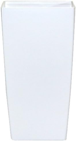 Borna European Tall Square Planter, 12" length x 12" width x 22" height, Matte White Finish