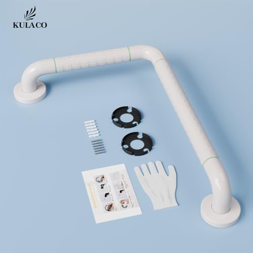 KULACO Grab Handles for Seniors, Stainless Steel Shower Handle, Safety Non-Slip Handle, 45 x 30 cm, L-Shaped Safety Handle, for Toilet, Bathroom, Bathtub, Handrail