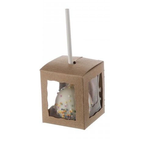 Pack of 25 Cake Pop Bakery Boxes with Window 1.75x1.75x2" inch - Natural Brown Kraft Paper Board Cardboard Display Packaging - Compostable and Eco Friendly - by California Containers (Brown)
