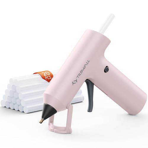 Tilswall Wireless Hot Glue Gun, Fast Preheating, Mini Hot Glue Gun with Built-in 2000mAh Battery, 20 Premium Glue Sticks, Mini Hot Glue Gun for Crafts, DIY, Repairs Pink