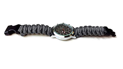 Athletic grey paracord nylon strap steel wrist watch men Parachute bracelet Cool gift for men - Thumbnail 3