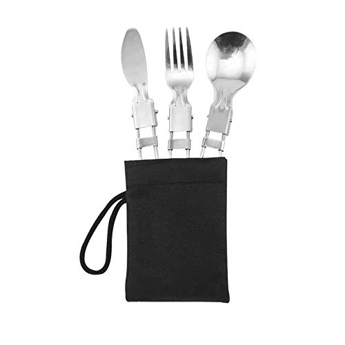 Lion Stainless Steel Portable Knife Fork and Spoon Utensil for Camping Picnic Utensil Travel