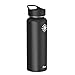 ATLIN DNE Water Bottle 40 oz. Double Wall Flask Stainless Steel Vacuum Insulation - Black