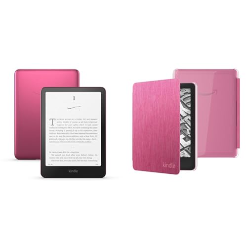 Kindle Paperwhite Clear Case Bundle: Includes Amazon Kindle Paperwhite Signature Edition 32GB (newest model) | Metallic Raspberry & Clear Back Case | Raspberry
