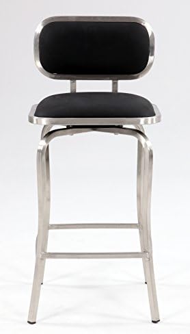 Chintaly Imports 1192 Modern Swivel Counter Stool, Brushed Stainless Steel/Black PU