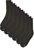 Hanes Men's FreshIQ Cushion Crew Socks, Black, 10-13 (Shoe Size 6-12) (Pack of 6)