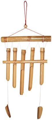 Bamboo Wind Chime – Wooden Wood Windchime – Handmade – 19 inches wood, 26 inches top to bottom – Traditional Design – By South Asia Trading (5069)