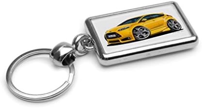 WickedArtz Cartoon Car Ford Focus MK3 ST Tangerine Premium Metal Key Ring