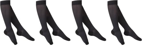 TOUCH Compression Socks for Women, 15-20 mmHg, Herringbone, Cotton, 1 Pair, Bla…