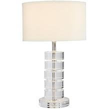 Stone & Beam Modern Crystal Disc Table Lamp, 19.5" H, with Bulb, Shade