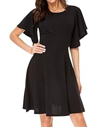 TOP-MAX - Vestido de mujer de verano elegante cuello redondo ajuste y flare vintage de línea A Homecoming cóctel fiesta vestido de patinaje